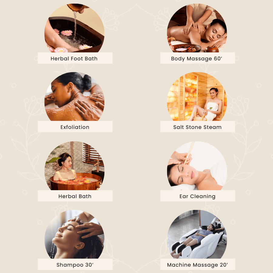 COMBO VIPII- MASSAGE 60’ + SAUNA + SHAMPOO 60’ + EAR CLEANING